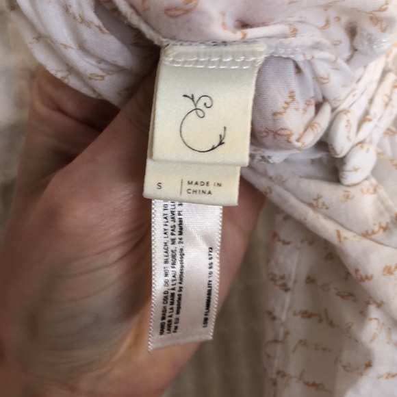 Anthropologie Eloise Printed Nightgown Chemise w/ Mesh Trim & French Lettering S - Picture 6 of 10